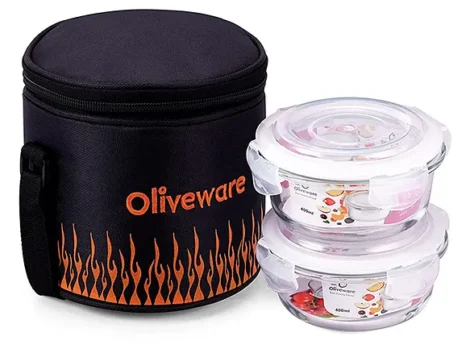Oliveware Sizzle Glassware Round Lunchbox