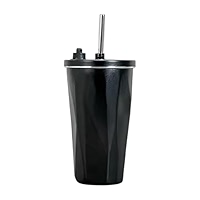 Coffee Tumblers with Straw (Black 600ml)