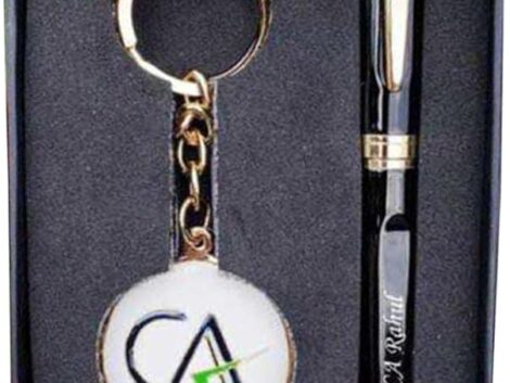 CA Logo Engraved Metal Pen & Keyring Combo Pen Gift Set