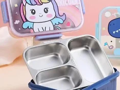 Kids Character 3 Compartment Stainless Steel Bento Lunch Box