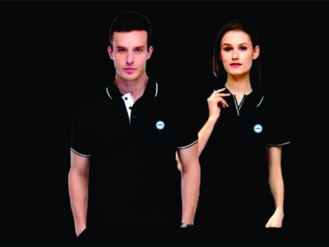 Black Polo T-Shirt with White Tipping (Men & Women)