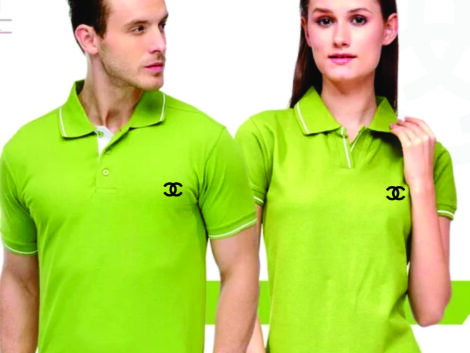 Apple Green Polo T-Shirt with White Tipping (Unisex) – With Custom Logo Print