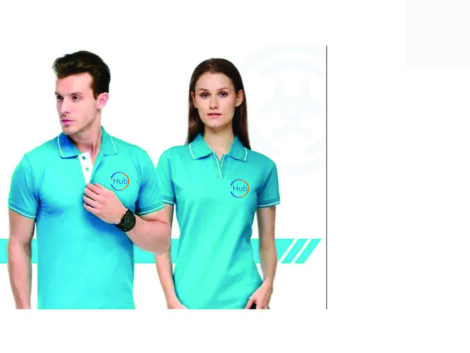 Turquoise Green Polo T-Shirt with White Tipping (Unisex) – With Custom Logo Print