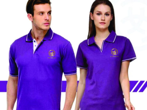 Purple with White Tip Polo T-Shirt (Unisex) – With Custom Logo Print