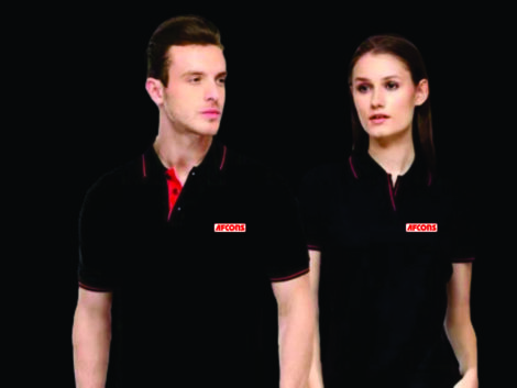 Black with Red Tip Polo T-Shirt (Unisex) – With Custom Logo Print