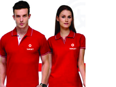 Red Polo T-Shirt with White Tipping (Unisex) – With Custom Logo Print