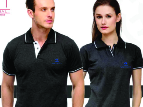 Charcoal Grey Polo T-Shirt with White Tipping (Unisex) – With Custom Logo Print