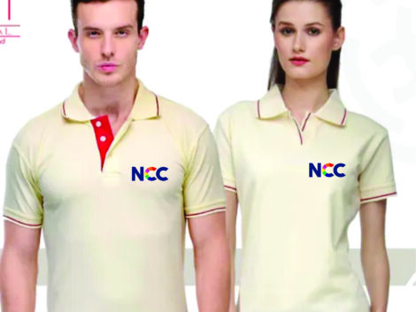 Cream Polo T-Shirt with Red Tipping (Unisex) – With Custom Logo Print
