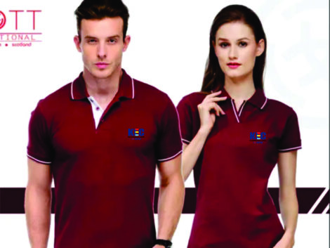 Maroon Polo T-Shirt with White Tipping (Unisex) – With Custom Logo Print